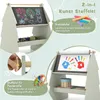 A collage of images showing a children's art easel with different features and uses. Náhľad obrázku produktu