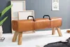 Sitzbank BOCK 134cm mit Griffen Echtleder hellbraun Produktbild-Vorschau 2