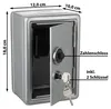 Spardose Tresor mit Schlüssel silber 12x18x10cm Metall Produktbild-Vorschau 2