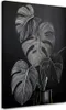 Leinwandbild Monstera Blätter Minimalismus Schwarz 60x90 Produktbild-Vorschau 1
