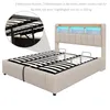 A bed frame with a close-up inset showing its support structure. Produktbild-Vorschau