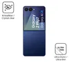 A product image showing a blue Samsung Galaxy Z Flip7 phone with marketing text and icons. Podgląd zdjęcia produktu