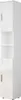 A tall, narrow white cabinet with two doors and open shelves. Voir les images du produit