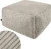 A beige corduroy pouf on a white background. Produktbild-Vorschau
