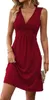 ASKSA Damen V-Ausschnitt Kleid Aermellos Einfarbig Produktbild-Vorschau 1