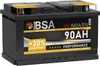 A black car battery with yellow and white branding and text. Produktbild-Vorschau