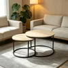 Satztisch 2er Set,Couchtisch Rund aus Holz,stapelbar Produktbild-Vorschau 1