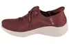 A side view of a burgundy Skechers Slip-Ins shoe with a beige sole. Voir les images du produit