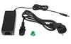 A black power adapter with cables and a small green connector. Produktbild-Vorschau
