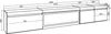 A technical drawing or blueprint of a TV cabinet with dimensions indicated. Produktbild-Vorschau