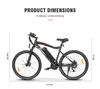 Product dimensions of an electric bicycle. Produktbild-Vorschau