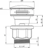 A technical drawing with dimensions of a sink stopper. Náhľad obrázku produktu