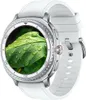 A close-up studio shot of a white Samsung Galaxy Watch 8 Classic Smartwatch with a green leaf displayed on its screen. Náhled obrázku produktu