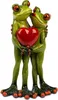 A ceramic figurine of two green frogs embracing and holding a red heart. Produktbild-Vorschau