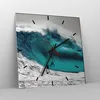 Wanduhr - Quadrat - Glasuhr - Surfen Welle Türkis - 30x30cm Produktbild-Vorschau 4