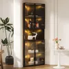 Vetrina angolare in MDF nero con illuminazione a LED, Anteprima dell’immagine prodotto 1