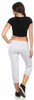 Damen Jogginhose 3/4 Sport-Hose Baumwolle mit Tasche; Grau Produktbild-Vorschau 6