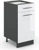 A white and gray kitchen base cabinet with two drawers and a door, shown from a three-quarter front angle on a white background. Anteprima dell’immagine prodotto