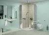 A modern, accessible bathroom with a sink, shower, and toilet. Anteprima dell’immagine prodotto