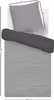 A flat lay of a duvet and pillow set on a white background, with dimensions indicated by text overlays. Produktbild-Vorschau
