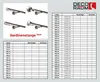 A collage of product images and size charts for curtain rods. Produktbild-Vorschau