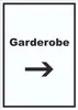 Garderobe Schild mit Text Richtungspfeil rechts Kleidung Produktbild-Vorschau 1