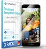 A product shot of screen protectors for a Fairphone 3, with a phone displaying a couple in a park as a background image. Produktbild-Vorschau