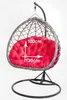 A hanging egg chair with a red cushion, showing dimensions. Anteprima dell’immagine prodotto