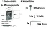 Diagrams and specifications for furniture feet mounting hardware. Voir les images du produit