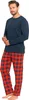 Langer Herren-Pyjama, Karierte Hose, Weihnachtsgeschenk, Produktbild-Vorschau 4