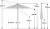 Diagram showing dimensions of a patio umbrella. Produktbild-Vorschau