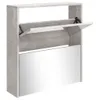 Schuhschrank mit Spiegel 2 Fächer Betongrau 63x17x67 cm Produktbild-Vorschau 1