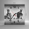 Wanduhr - Quadrat - Glasuhr - Zebras Fotografie Schwarzweiß Produktbild-Vorschau 3