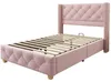 Boxspringbed 90x200 cm in roze kleur, met lattenbodem, Productafbeelding-voorbeeld 9