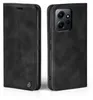 A black flip case for a smartphone is shown from two angles, closed and open. Produktbild-Vorschau