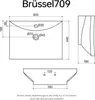 Technical drawing of a sink with dimensions and labels. Produktbild-Vorschau