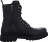 A side view of a black lace-up boot with a zipper. Voir les images du produit