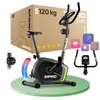 A product image of a Zipro exercise bike with accompanying graphics and text.