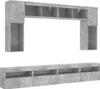 vidaXL 8-tlg. TV-Wohnwand mit LED-Leuchten Betongrau Produktbild-Vorschau 3