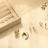 Ohrringe Set Damen Silber Gold Creolen Ohrstecker 14K Produktbild-Vorschau 6