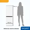 A refrigerator is shown next to a silhouette of a person for scale, with dimensions indicated. Produktbild-Vorschau