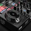 A close-up, angled shot of a black Hercules DJ INPULSE 200 MK2 DJ controller, showcasing its jog wheel, buttons, and knobs. Produktbild-Vorschau