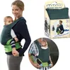 A collage of images showing a woman and a man using a baby carrier, along with the product packaging. Produktbild-Vorschau