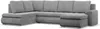 A gray U-shaped sofa with a chaise lounge, shown from the front on a white background.