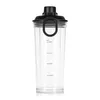 A clear studio shot of a transparent shaker bottle with a black lid and handle, against a white background. Podgląd zdjęcia produktu