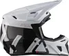 A white and black motocross helmet with carbon fiber accents. Produktbild-Vorschau