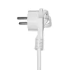 A white electrical plug with a cable attached, shown against a white background. Produktbild-Vorschau