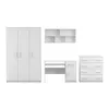 A collection of white furniture items, including a wardrobe, desk, and chest of drawers, arranged against a white background. Voir les images du produit