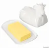Porcelánová dóza na máslo ve tvaru krávy s víkem, bílá a Náhled obrázku produktu 1