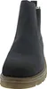 A front view of a single blue Chelsea boot with a brown sole. Produktbild-Vorschau